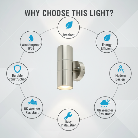 Stainless Steel Up Down Wall Light – Cool White GU10 Outdoor LED