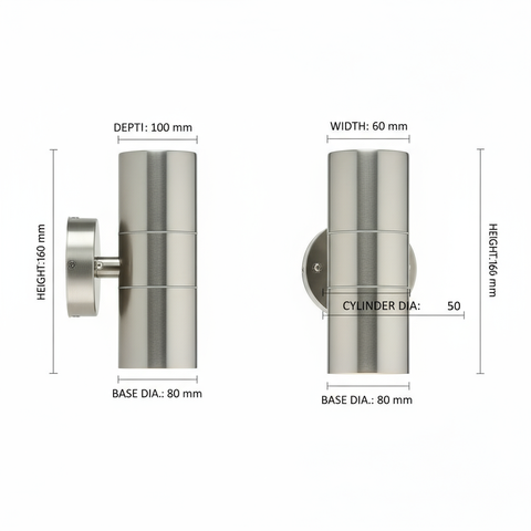 Stainless Steel Up Down Wall Light – Cool White GU10 Outdoor LED