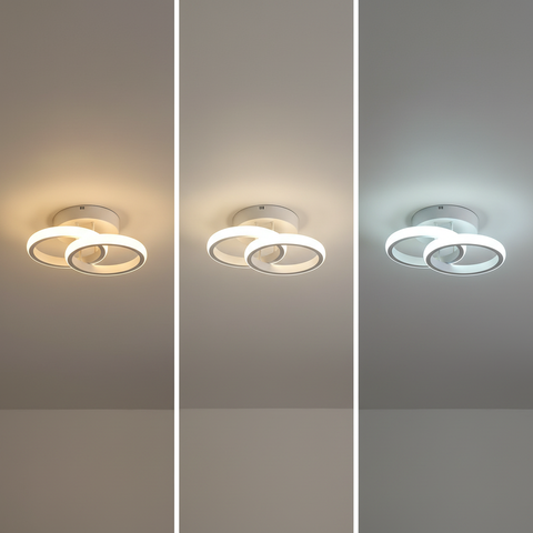 20W Double Round LED Ceiling Light – White Dual Ring –  Dimmable Modern Style