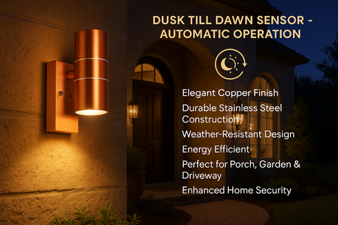Outdoor Wall Light Dusk Till Dawn Sensor – Copper Finish – IP65