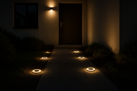 Solar Ground Lights for Outdoor Garden (8-Pack) – Decking Disk Lights