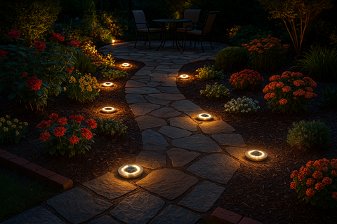 Solar Ground Lights for Outdoor Garden (8-Pack) – Decking Disk Lights