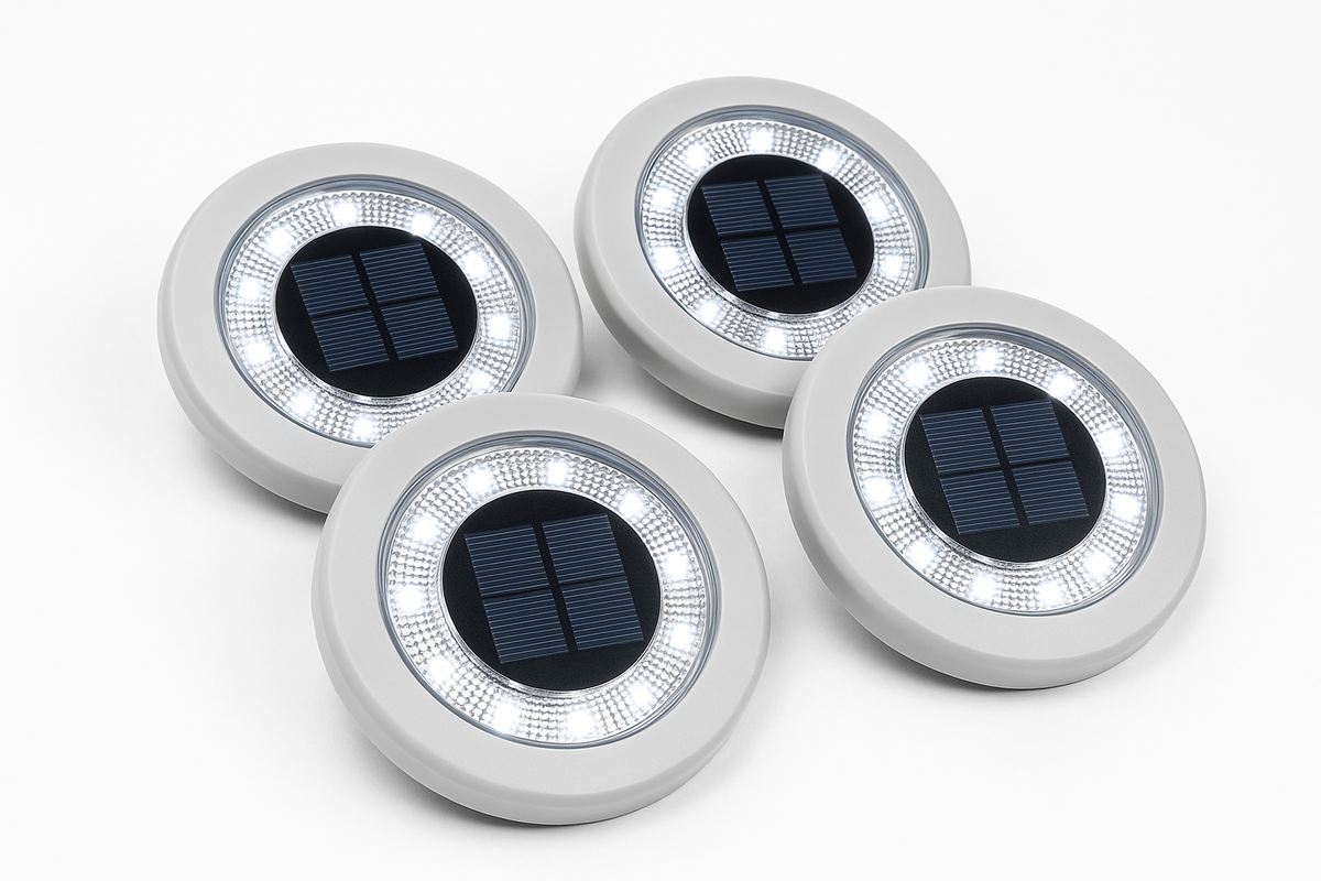 Solar Ground Lights for Outdoor Garden (8-Pack) – Decking Disk Lights
