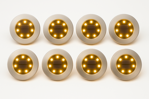 Solar Ground Lights for Outdoor Garden (8-Pack) – Decking Disk Lights