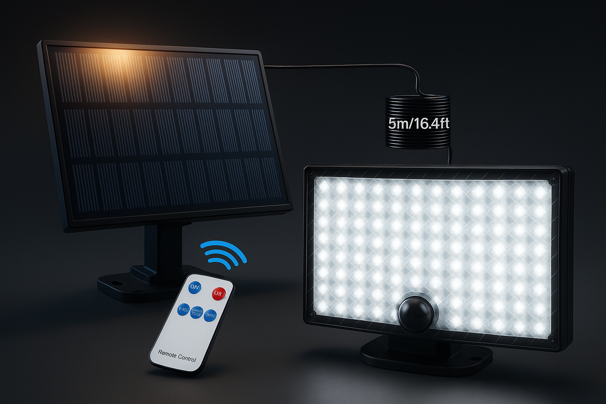 LED Solar Light with PIR Motion Sensor & Remote – IP65 Waterproof