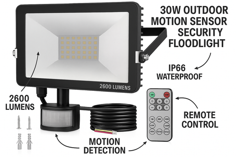 30W Outdoor Motion Sensor Security Floodlight