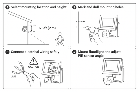 10W Security Lights Outdoor Motion Sensor 3000LM PIR Sensor
