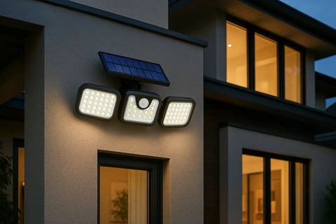 LED 3-Head Motion Sensor Solar Security Light – Buy LED Lights Online | IP65 Waterproof 270° Outdoor UK
