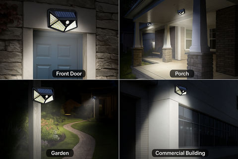 100 LED Solar Security Lights - PIR Motion Sensor & Wide-Angle 4 Pack