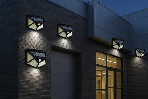 100 LED Solar Security Lights - PIR Motion Sensor & Wide-Angle 4 Pack
