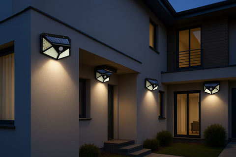 100 LED Solar Security Lights - PIR Motion Sensor & Wide-Angle 4 Pack