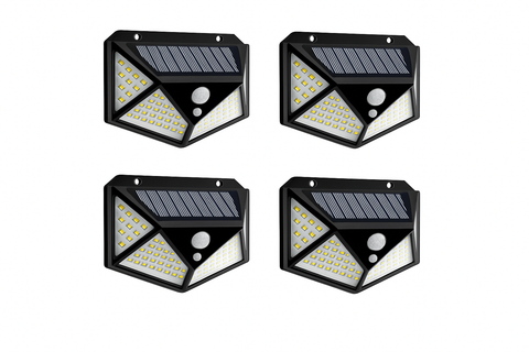 100 LED Solar Security Lights - PIR Motion Sensor & Wide-Angle 4 Pack