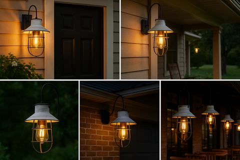 20cm Solar Retro Filament LED Hanging Outdoor Garden Fisherman Lantern Light