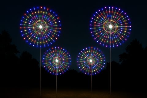 Pack of 4 LED Solar Powered Firework String Light
