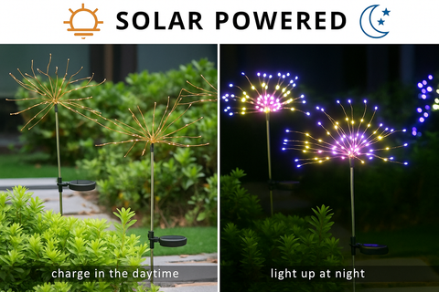 Pack of 4 LED Solar Powered Firework String Light