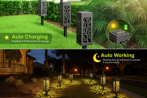 PACK OF 4 LED Dusk to Dawn Stake Lights – Solar Powered Outdoor Lights