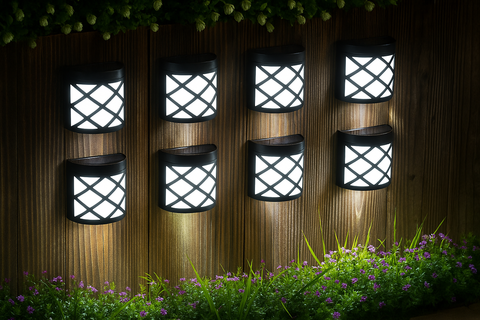 6 x LED Solar Powered Fence Wall Light – Outdoor Waterproof Warm White