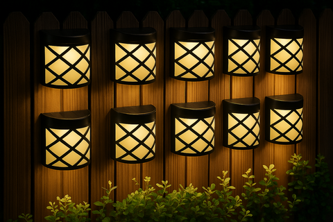 6 x LED Solar Powered Fence Wall Light – Outdoor Waterproof Warm White