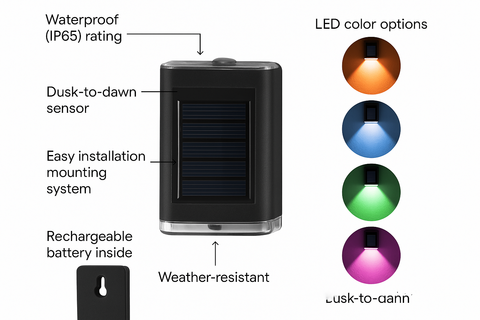 4x Colourful Solar Fence Lights – LED Outdoor Garden Lamps