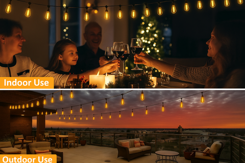 18.3M Festoon String Lights Outdoor With ST38 LED Bulbs