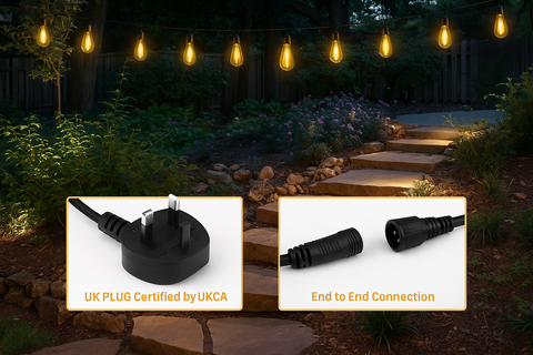 18.3M Festoon String Lights Outdoor With ST38 LED Bulbs