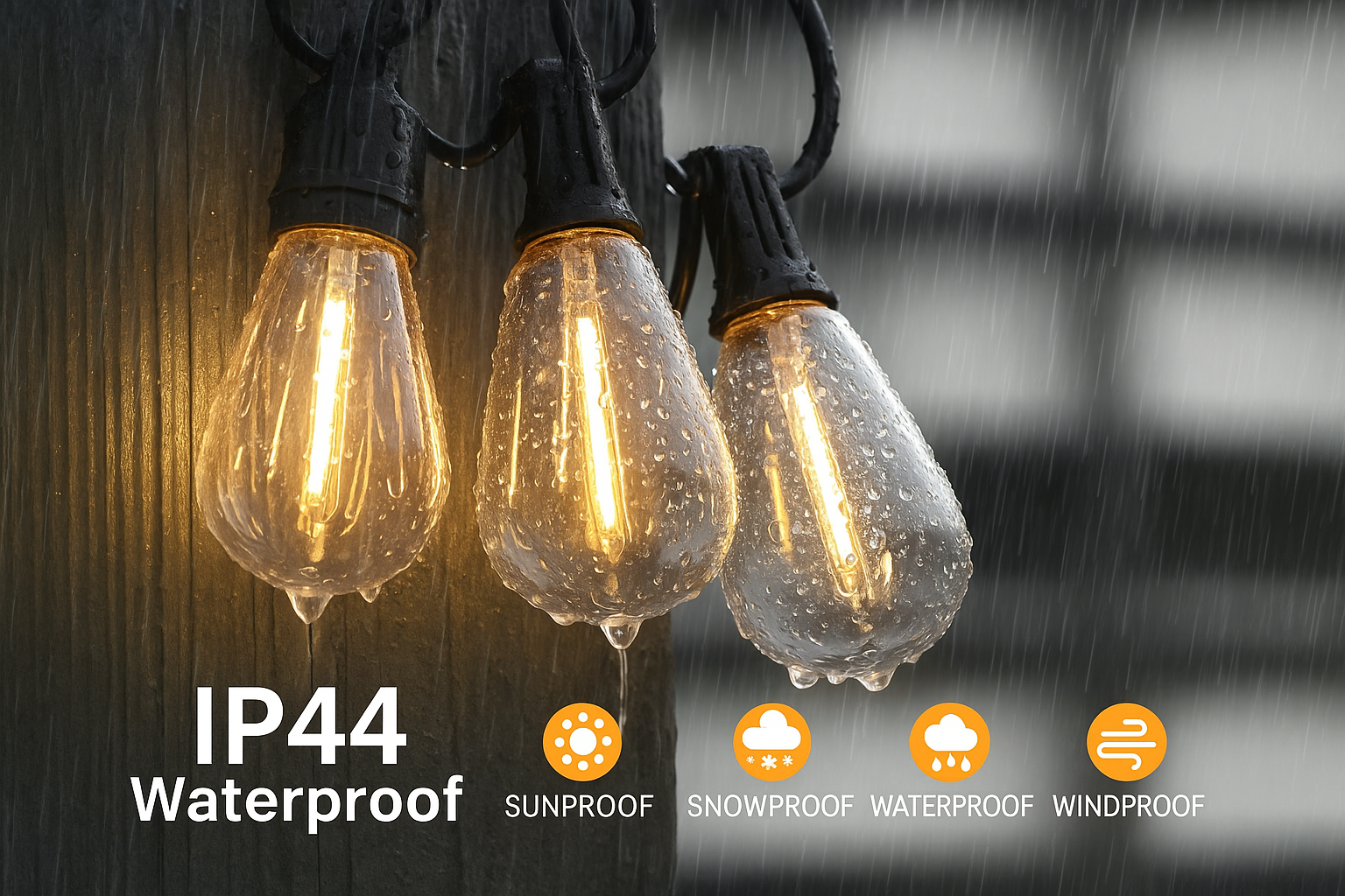 18.3M Festoon String Lights Outdoor With ST38 LED Bulbs