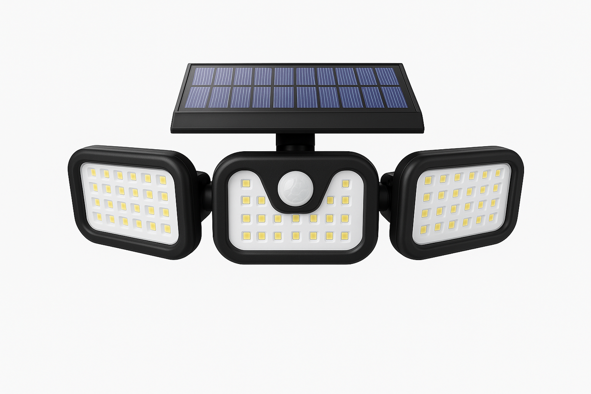 LED 3-Head Motion Sensor Solar Security Light - IP65 Waterproof