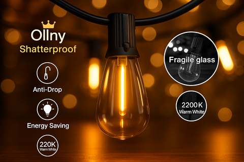 7.5M Outdoor Festoon Lights With 13 Shatterproof Bulb