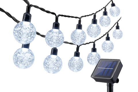 36ft Solar Garden Lights 60 LED Crystal Ball Fairy Lights Waterproof