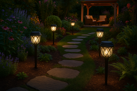 Pack of 6 LED Solar Powered Stake Lights