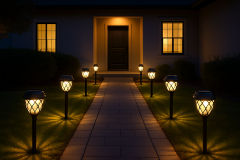 Pack of 6 LED Solar Powered Stake Lights