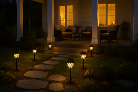 Pack of 6 LED Solar Powered Stake Lights