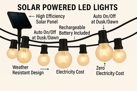 Remote Control Solar Festoon Lights With G50 Bulbs
