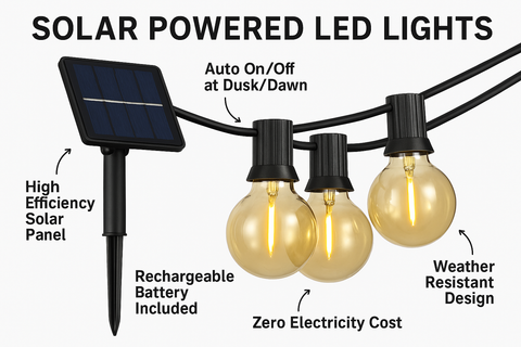 Remote Control Solar Festoon Lights With G50 Bulbs
