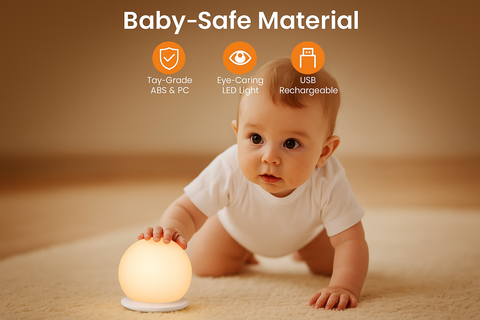 LED Touch Control Night Light for Kids - 8 RGB Colors, USB Rechargeable