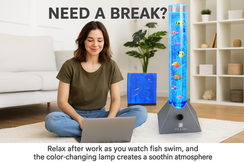 Colour-Changing LED Bubble Fish Lamp – Sensory Mood Light
