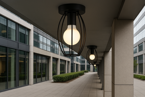 Retro Black Cylinder Ceiling Light – Farmhouse Semi-Flush Mount, E27 Compatible
