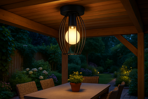 Retro Black Cylinder Ceiling Light – Farmhouse Semi-Flush Mount, E27 Compatible