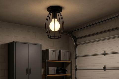 Retro Black Cylinder Ceiling Light – Farmhouse Semi-Flush Mount, E27 Compatible