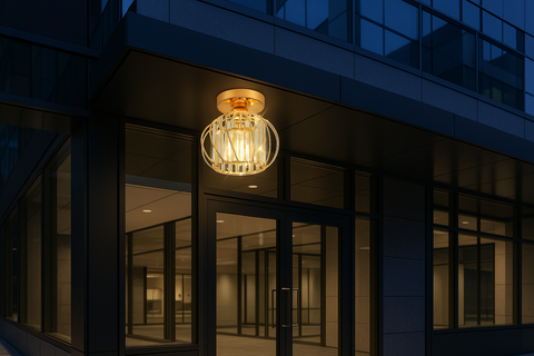 Gold Crystal Ceiling Light – Semi Flush E27 Modern Fixture