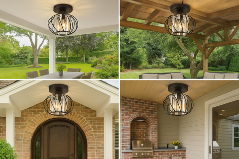 Industrial crystal Semi-Flush Ceiling Light