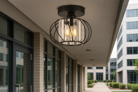 Industrial crystal Semi-Flush Ceiling Light
