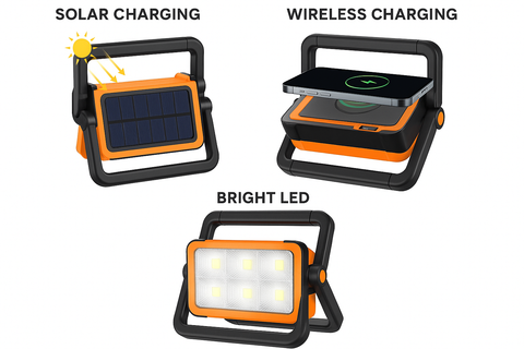 LED Rechargeable Work Light, LED Spot Light with USB Port, Portable Floodlight with 4 Modes, Security Lights Waterproof for Fishing, Hiking, Repairing, Emergency
