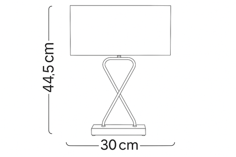 Hourglass Table Lamp – Chrome Finish with Rectangle Shade