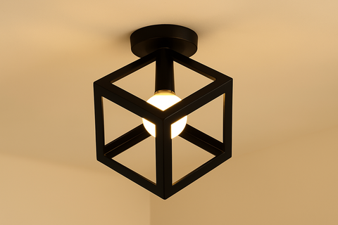 Vintage Semi-Flush Ceiling Light – Industrial Metal Fixture