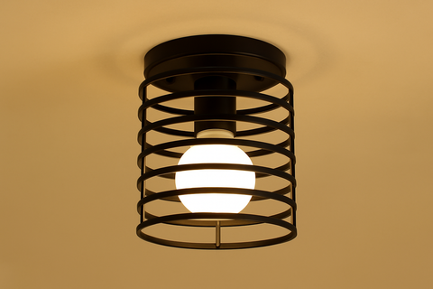 Vintage Semi-Flush Ceiling Light – Industrial Metal Fixture