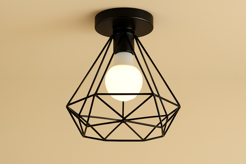Vintage Semi-Flush Ceiling Light – Industrial Metal Fixture