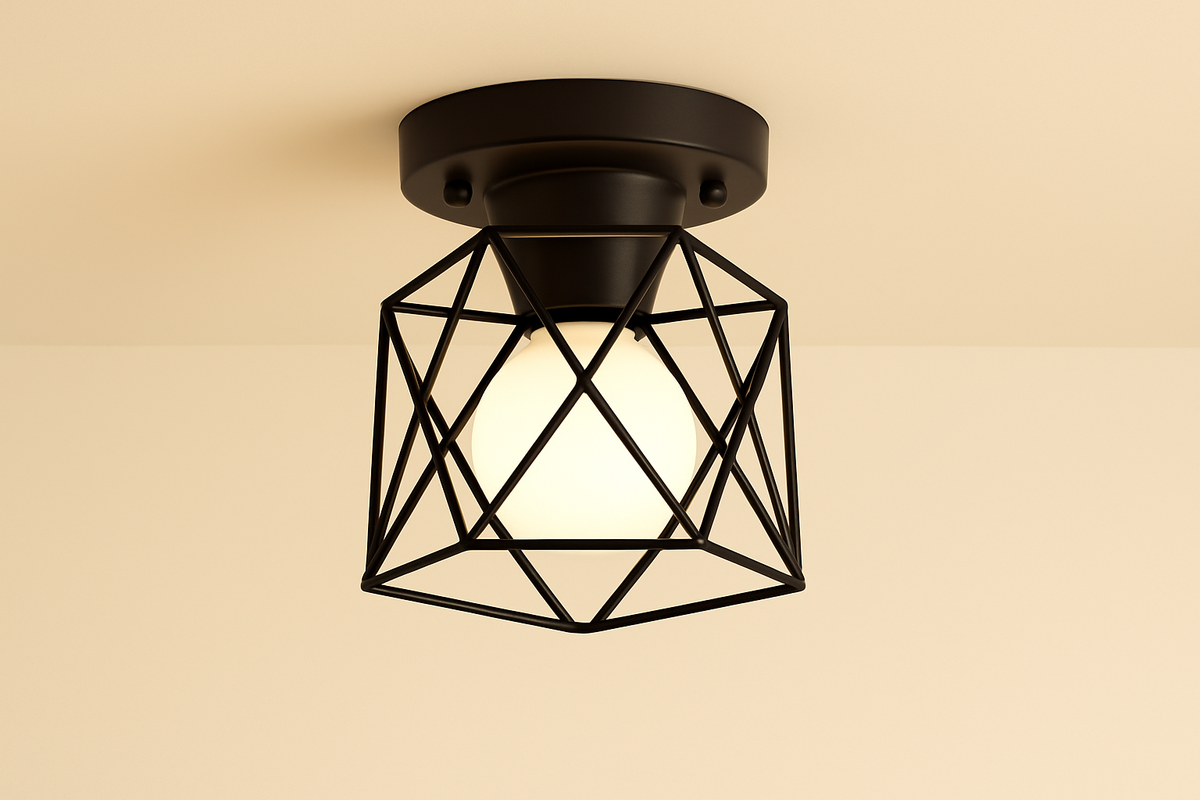 Vintage Semi-Flush Ceiling Light – Industrial Metal Fixture