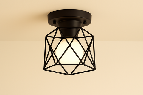Vintage Semi-Flush Ceiling Light – Industrial Metal Fixture