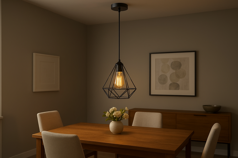 Industrial Metal Cage Pendant Light – LED Hanging Retro Ceiling Lamp